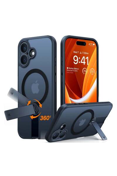 TORRAS جراب مغناطيسي 360 درجة لهاتف iPhone 16، أسود