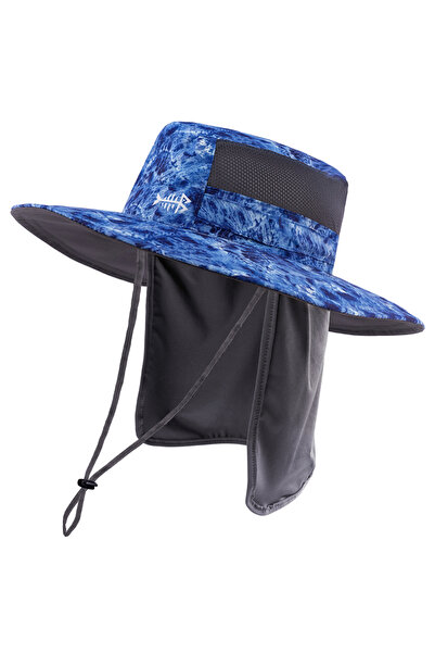 Choice قبعة دلو باسداش زرقاء مموهة بحماية من الأشعة فوق البنفسجية UPF 50+ مقا...