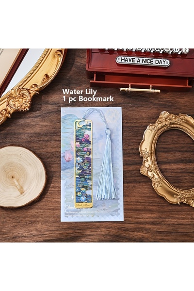 Choice علامات مرجعية معدنية بتصميم لوحة زيتية عتيقة على شكل زنبق الماء - علام...