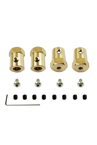 Choice YELLOW 4PCS 5mm to 12mm Brass Hub Hex Adapter for WPL C14 C24 C34 C44 ...
