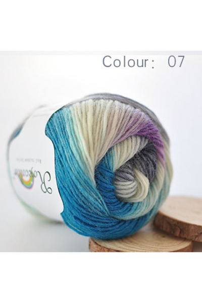 Choice 07 100% Wool Yarn Rainbow Color for Hand Knitting Crochet Plush Thickn...