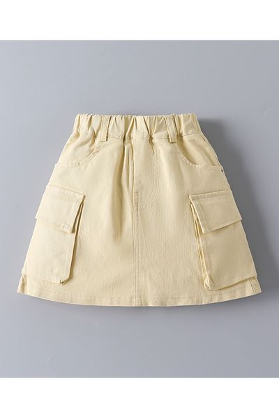 SAPS Elastic Waist Skirt with Pockets - Beige