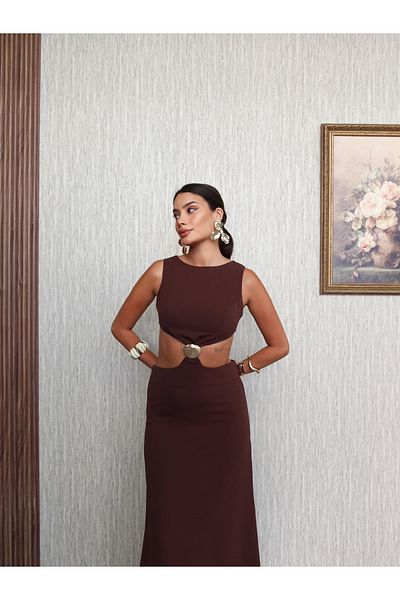 ESRAHELVACI Rochie decoltată în talie cu accesorii Oyster