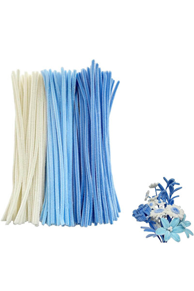 Choice1 150 قطعة 150/161 قطعة منظف الأنابيب الأزرق والأبيض مجموعة زهور، مجموعة حرفية DIY، لعيد الأم، التخرج