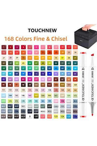 Choice Fine-Chisel 168 قطعة من أقلام تحديد الكحول من TOUCHNEW بفرشاة ناعمة، ط...