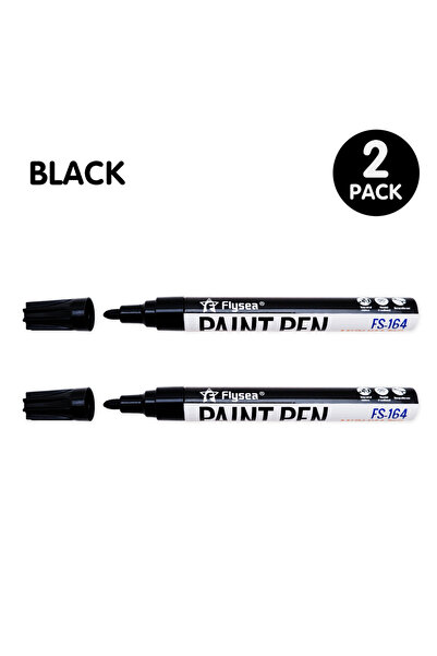 choice2 2pcs Black Black/White Oil Based Paint Pens, Permanent Marker for Met...