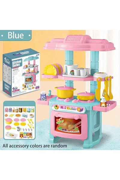 Choice Pink Mini Kitchen Counter Play Set DIY Simulated Cooking Food Tableware Play House Role Play Pretend