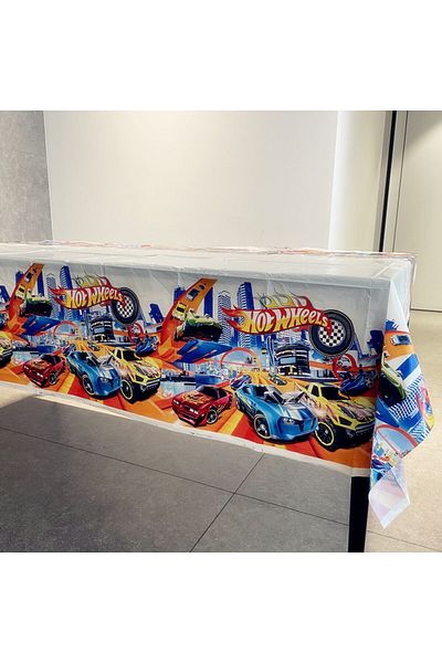 Choice 108x180cm 1pc tablecloth 108*180cm New Hot Wheels Disposable Plastic Party Tablecloth Table Cover