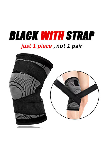 Choice كم ضاغط للركبة أسود مقاس M - قطعة واحدة مع أشرطة قابلة للتعديل للجري و...