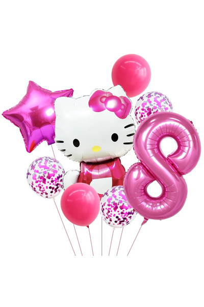 Miniso 1 set 8 pcs 8pcs Hello Kitty Foil Balloons Set Anime Cat Confetti Latex Balloon Kids Birthday Party