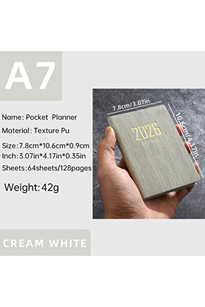 Choice دفتر تخطيط إنجليزي مقاس A7 رمادي فاتح، مواصفات A7 لعام 2026، دفتر جدول...