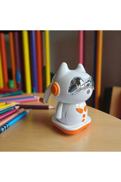 Polin Mechanical Pencil Sharpener with Cat Design, Rotating Lever, 4 Color Options