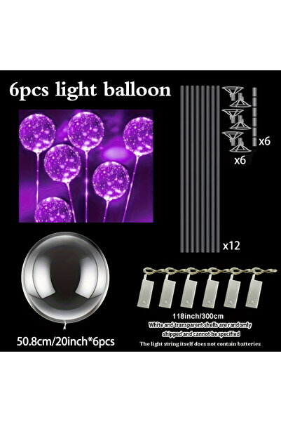 Choice4 20inch Purple Style 6 Led Luminous Transparent Ballo for Weddings, Bi...