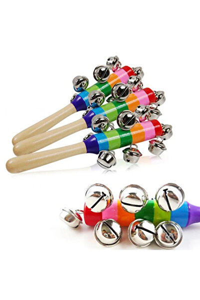 Choice 1 قطعة من الألوان العشوائية الملونة قوس قزح جرس محمول باليد عصا خشبية ...