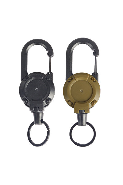 Choice سلسلة مفاتيح قابلة للسحب من قطعتين باللون الأسود الكاكي، مضادة للسرقة،...