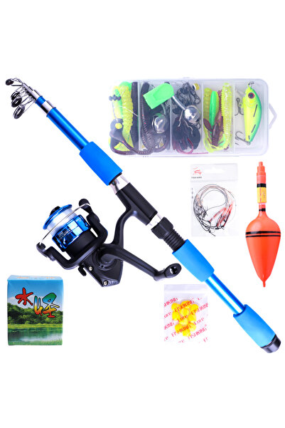 Choice18 مجموعة صنارة صيد تلسكوبية NGB بطول 1.8 متر باللون الأزرق وبكرة كاملة...