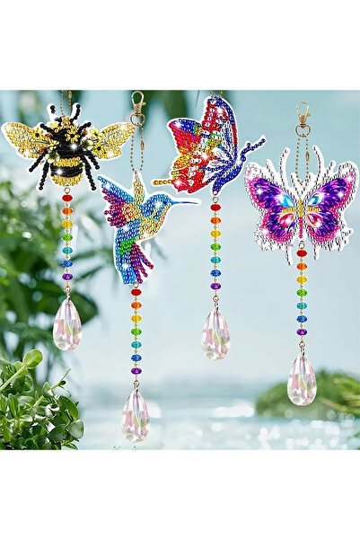 Choice 27x8 WHITE 4-piece DIY Diamond Painted Capture Wind Chime, Alien Diamo...