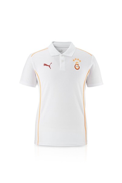 Galatasaray Original Licensed Polo Collar White Training T-Shirt + Bracelet Set Gift Wooden Box