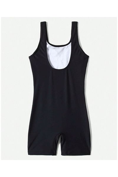 SAPS Printed Sleeveless Legged Swimsuit - Black