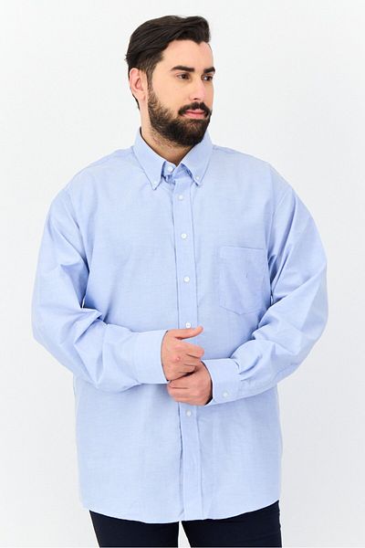 VAN HEUSEN Men Regular Fit Solid Long Sleeve Dress Shirt, Blue