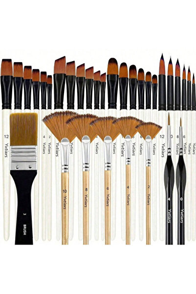 choice2 white 28/32 Pcs Paint Brushes for Acrylic Painting, Premium Nylon Bri...