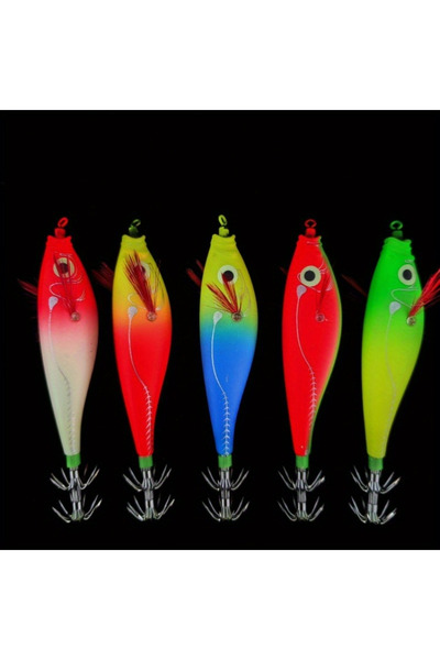 Choice 5pcs Ackibbik 5pcs Luminous Horizontal Squid Jig Glow Squid Jigs Saltw...