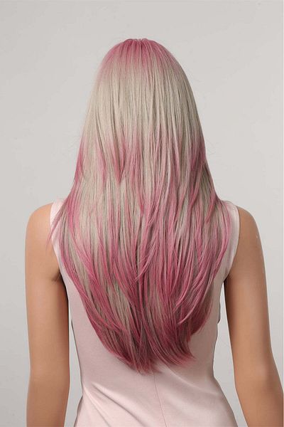 WildFashion Pink and blonde wig, long hair PER131-75