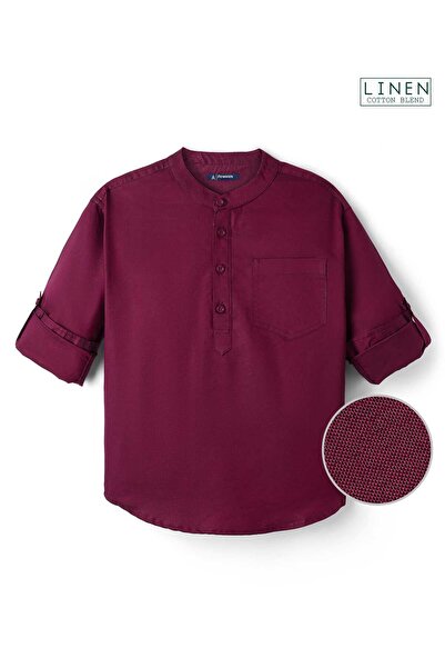 Pine kids قميص باين كيدز منسوج من القطن بأكمام طويلة بلون واحد - أرجواني