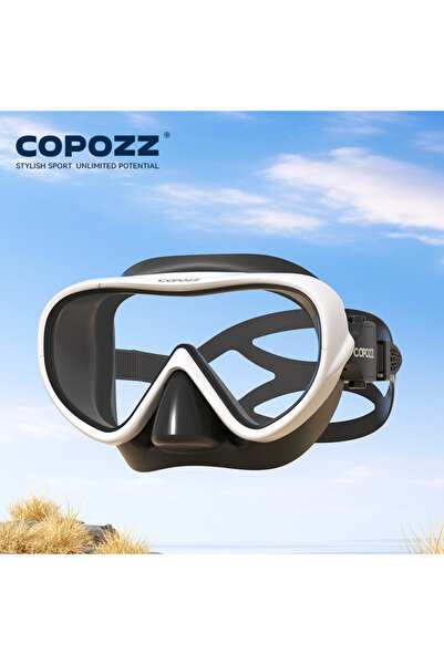 Choice قناع أبيض أسود من COPOZZ، قناع غوص احترافي كامل الرؤية، مجموعة قناع غط...