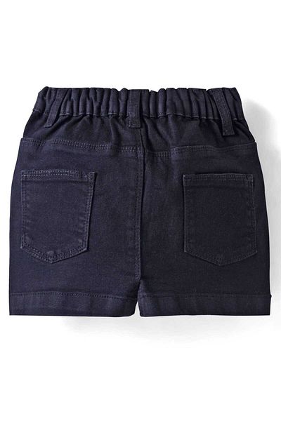 Babyhug Mid Thigh Length Denim Skirt with Fruit Embroidery - Black