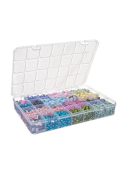 flores Screw organizer box, 28 compartments, ASR-5076, transparent, 340 x 243 x 50 mm