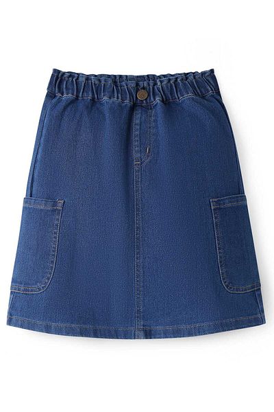 Pine kids Knee Length Washed Denim Skirt - Blue