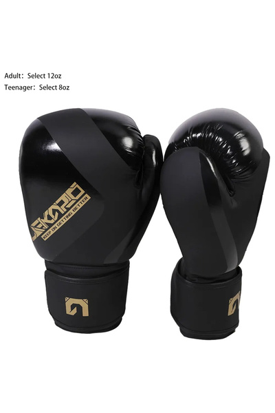 Choice قفازات تدريب ملاكمة احترافية سوداء للبالغين 12 أونصة، قفازات ملاكمة موي تاي ساندا فايتنج جلو