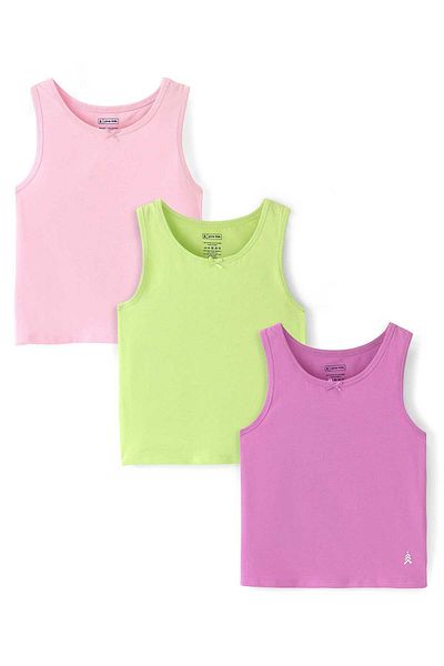 Pine kids Pine Kids Cotton Solid Vests (Pack of 3) - Pink, Green, & Purple