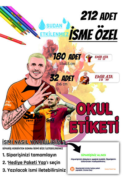 Okul Etiketi Kalem Defter Özel Isim Yazılabilen Etiket 212 Adet