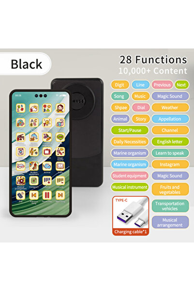 Choice1 هاتف محمول أسود لعبة ألعاب تعليمية هاتف محمول للأطفال الصغار هاتف لعب...