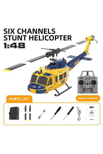 Choice طائرة هليكوبتر RTF RC بدون فرشاة C032 UH-1 صفراء ذات 6 محاور جيروسكوب ...