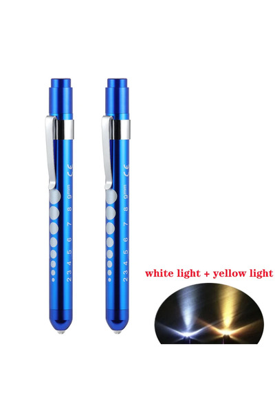 Choice 2 قطعة زرقاء 2 قطعة مصباح يدوي LED محمول ضوء عمل طبي الإسعافات الأولية ضوء قلم مصباح يدوي مع بؤبؤ العين