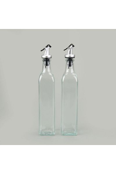 MATMEL Set of 2 Glass Oil Vinegar Jars - Transparent - 500 ml