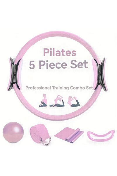 Choice Pink 5 Piece Pilates and Yoga Equipment Set - Monochrome PP Stretching and Sculpting Fitness Equipme