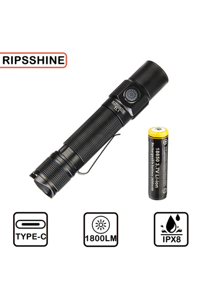 Choice CP.TL1 TL1 مصباح يدوي تكتيكي 18650 1800 لومن ضوء LED قوي من النوع C مص...