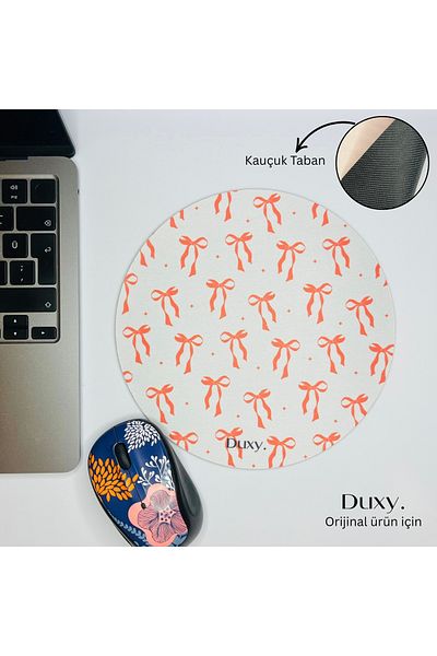 Duxy Rubber Mouse Pad with Ribbon Pattern, 19cm, Non-Slip Base, Comfortable and Soft for Home Office and Gaming