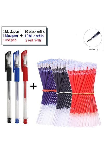Choice 25Pcs Mix set C 7/35 PCS Gel Pen Set School Supplies Black Blue Red Ink Color Ballpoint Pen Kawaii P