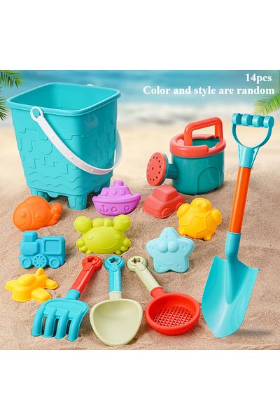Choice 14pcs Children's beach toy set, play with sand, digging tools, beach bucket, perfect summer gift for
