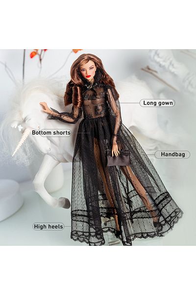 Choice Not included doll Black romance-1 32cm Supermodel Doll Clothes Suit European Fashion Black Romantic