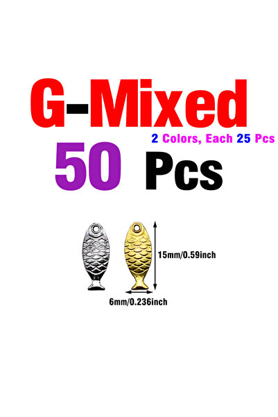 Choice10 Mix G MNFT 50Pcs Spinner Blade Bait Kit DIY Metal Fishing Lure Makin...