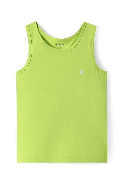 Pine kids Pine Kids Cotton Lycra Knit Sleeveless Vests with Stripes & Logo Print Pack of 3 - Black/Green
