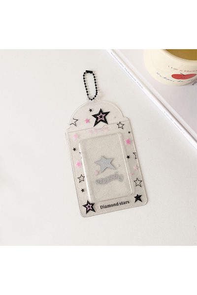 Choice سلسلة مفاتيح حامل بطاقات الصور Kpop باللون الأسود Y2K حامل بطاقات الصو...