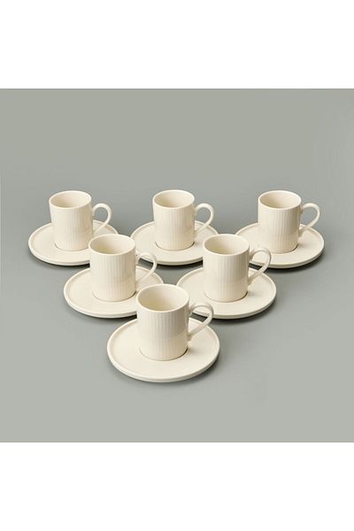 MATMEL Icon 12 Piece Bone Porcelain Coffee Cup Set - Cream