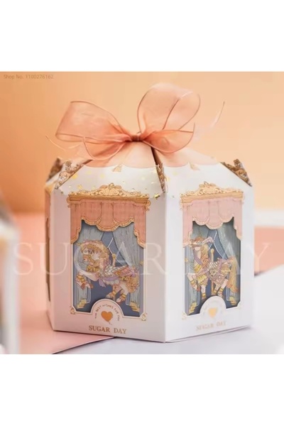 Kutumania Pembe Renkli “Sugar Day” Yazılı Atlıkarınca Şeklinde Hediye, Şeker ...